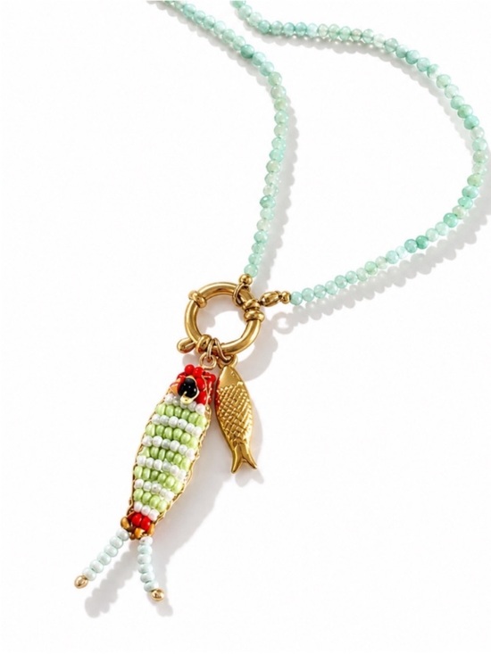 Jewelry - New! Coastal Beaded Fish Charm Beaded Necklace NWOT (3026)